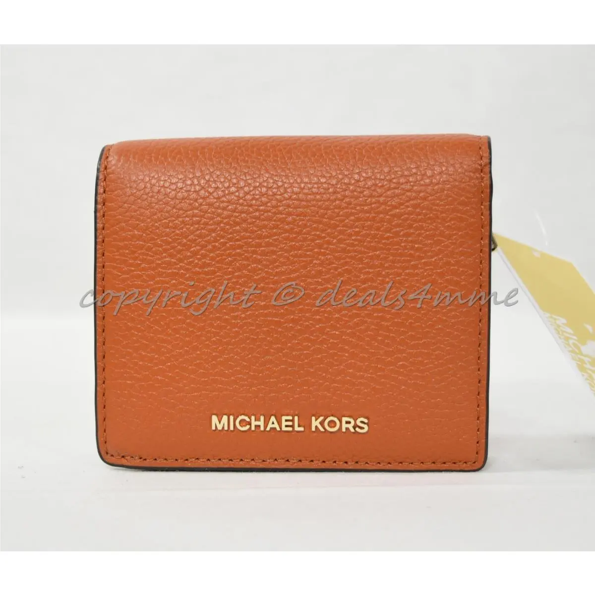 Michael Kors Mercer Leather Carryall Card Case in Orange Pebbled Leather