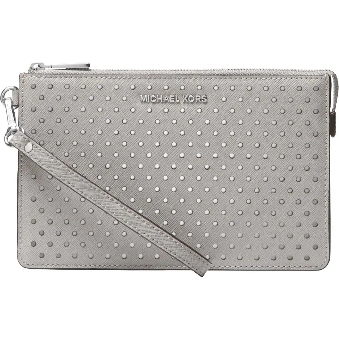 Michael Kors Women`s Medium Gusset Wristlet Pearl Grey