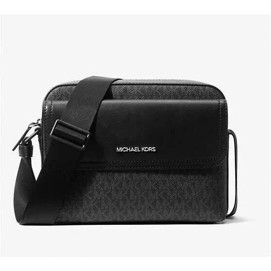 Michael Kors Cooper Medium Signature Logo Camera Bag Black