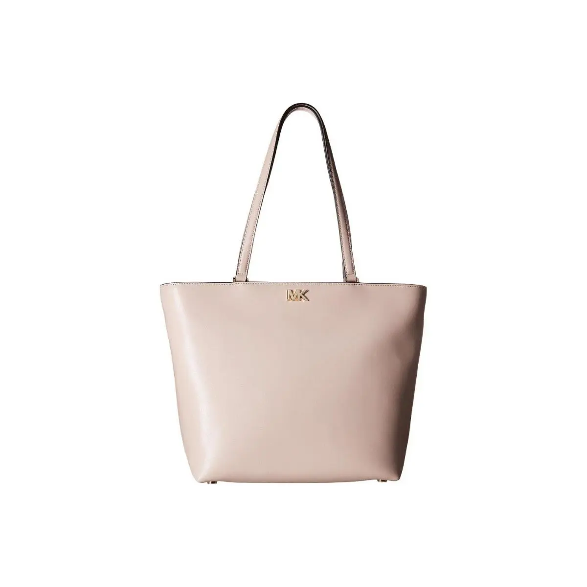 Michael Kors Mott Medium Leather Tote Soft Pink with Gold Tone Hardware - Exterior: Soft Pink with Gold-Tone Hardware