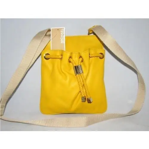 Michael Kors Bright Yellow Woodside Leather+canvas Crossbody Handbag-new+tag