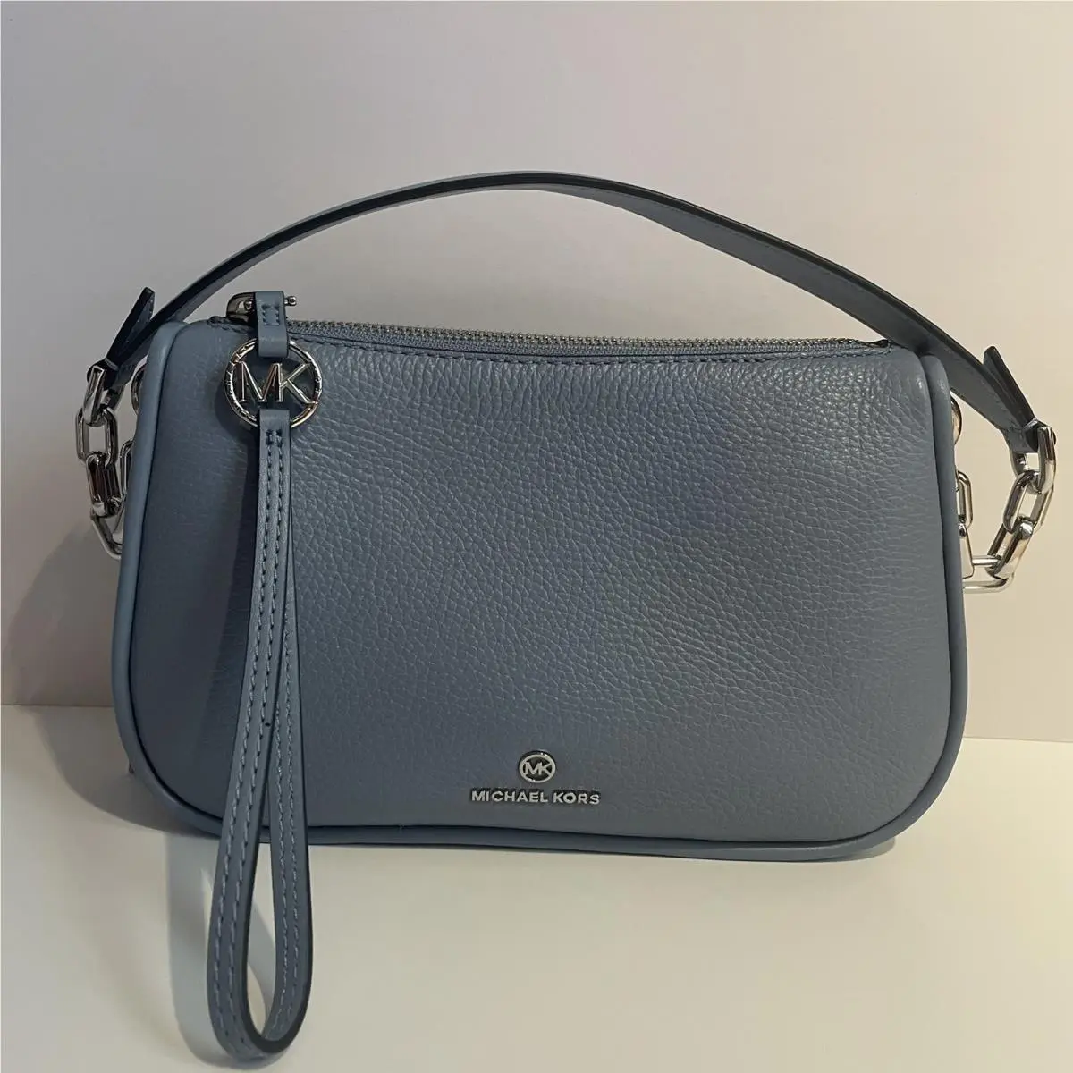 Michael Kors Jet Set Charm Large Pouchette Leather - Chambray Blue