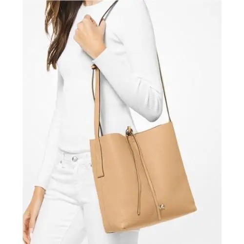 Michael Kors Junie Large Pebbled Leather Messenger Butternut 30T8TX5M3L