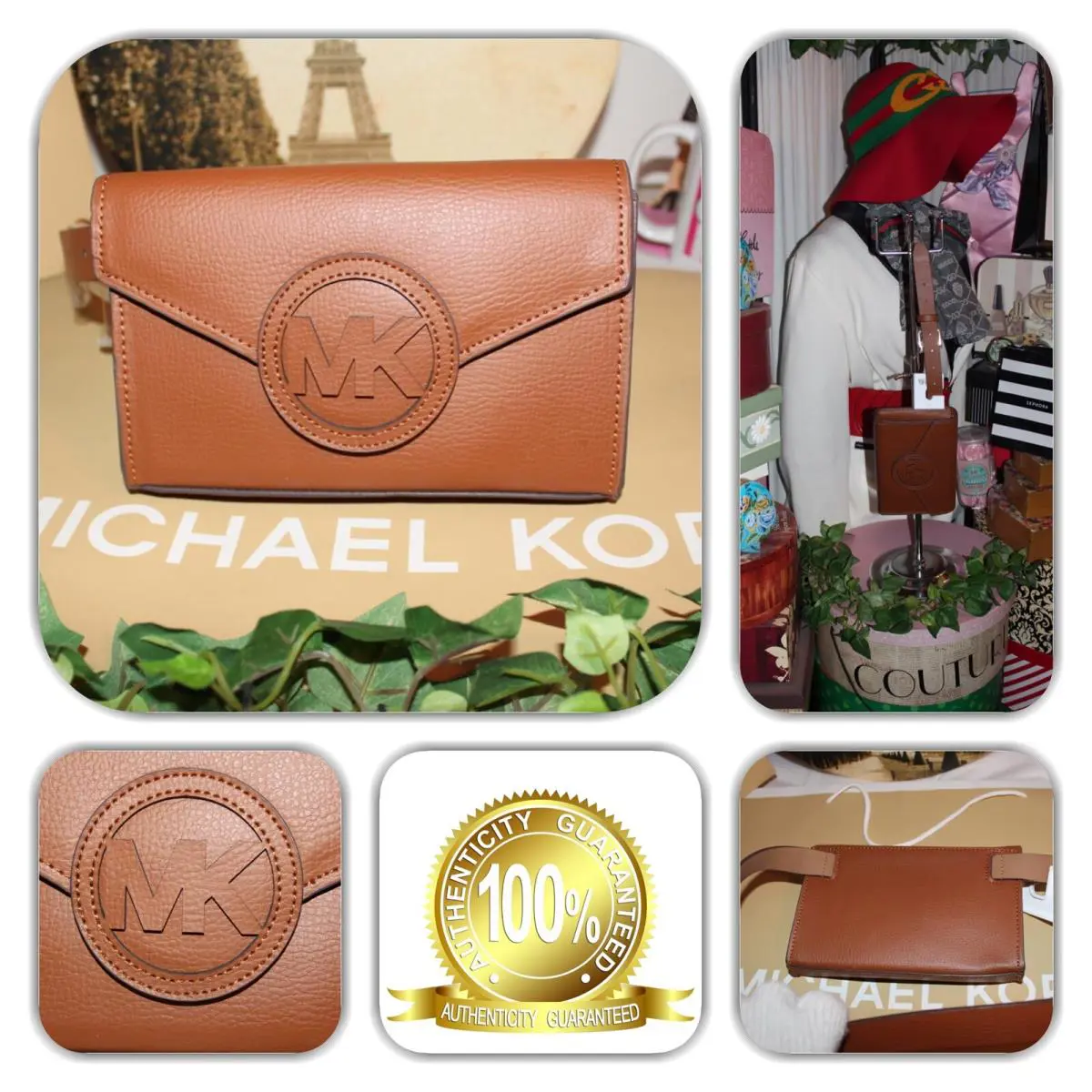 Eclectic Michael Kors Brown Leather MK Logo Fanny Pack/bum Belt