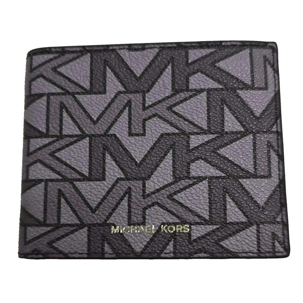 Michael Kors Grey Multi MK Logo Print Jet Set Men`s Slim Bifold Wallet
