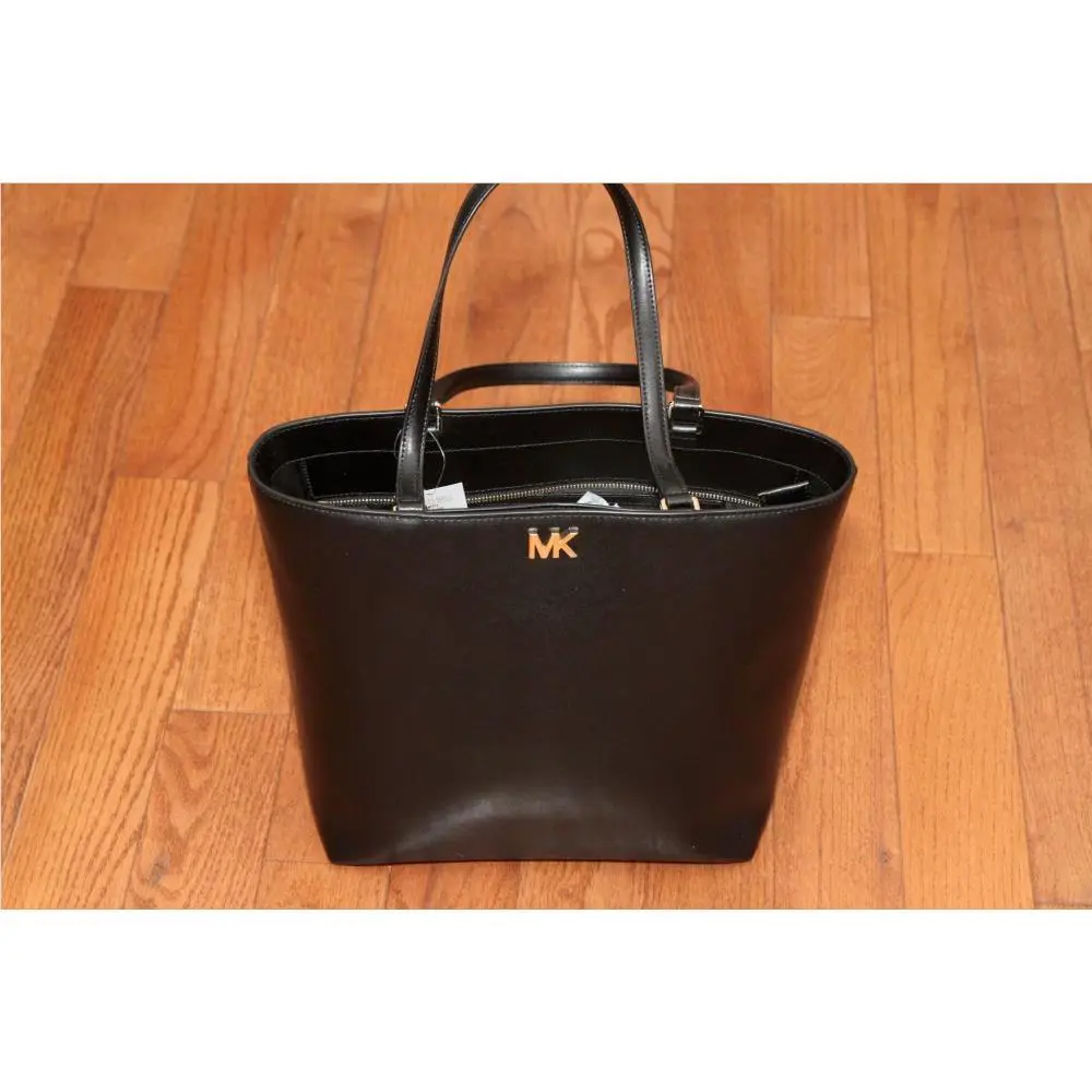 Michael Kors Mott Medium Leather Tote Handbag Black