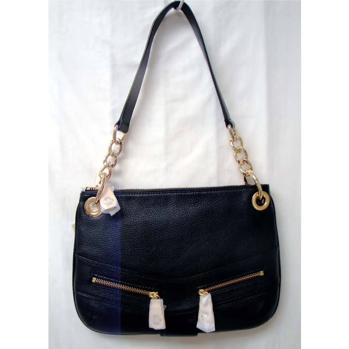 Michael Kors Leather Sml Convertible Shoulder Bag-JAMESPORT-Black/Gold-NWT-$248