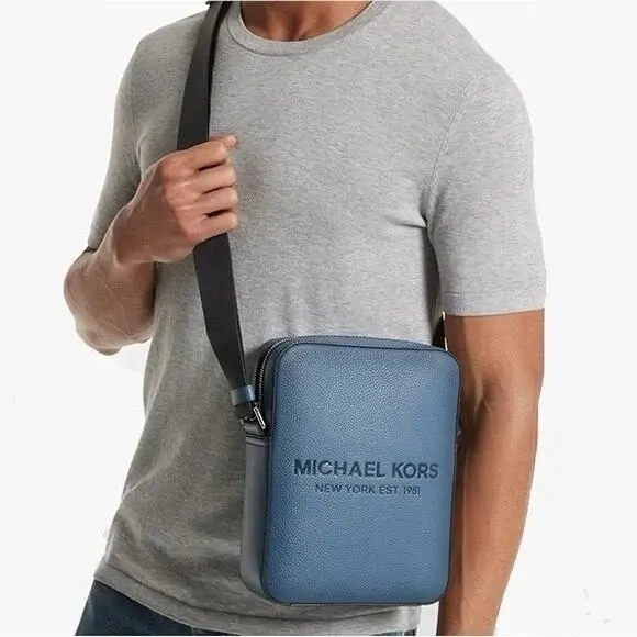 Michael Kors Cooper Crossbody Flight Bag Denim Navy Multi