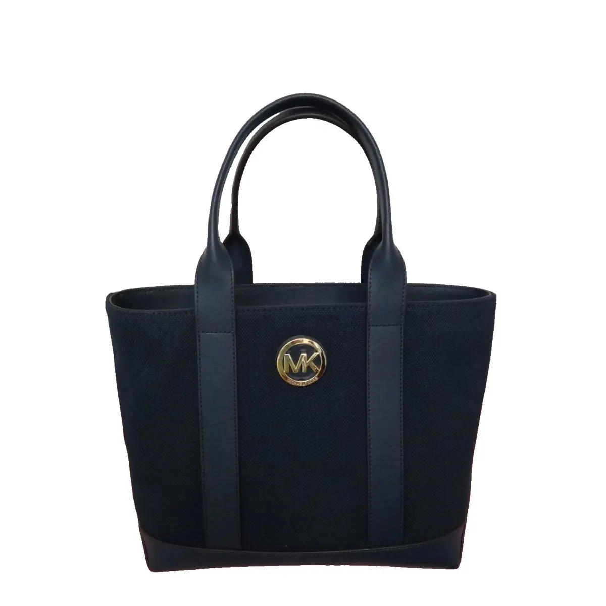 Michael Kors Women`s MK Fulton MD Tote Bag Navy Blue Canvas Leather 38S8XFCT2C