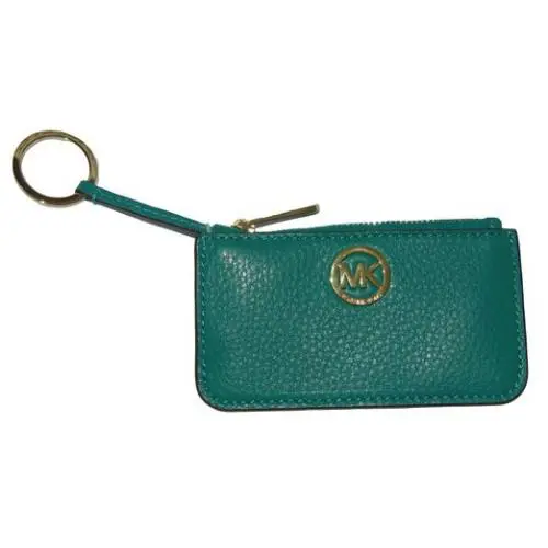 Michael Kors Fulton Aquamarine Aqua Blue Travel Key Pouch with Gold Hardware