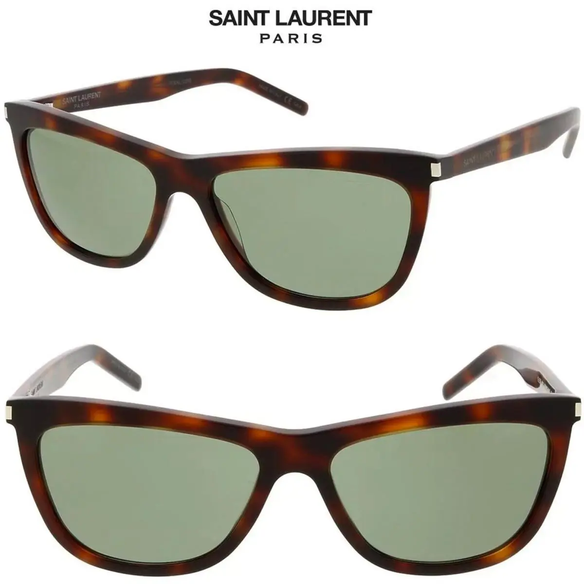 Saint Laurent SL515 003 Women Havana Green Cat Eye Sunglasses. 58mm