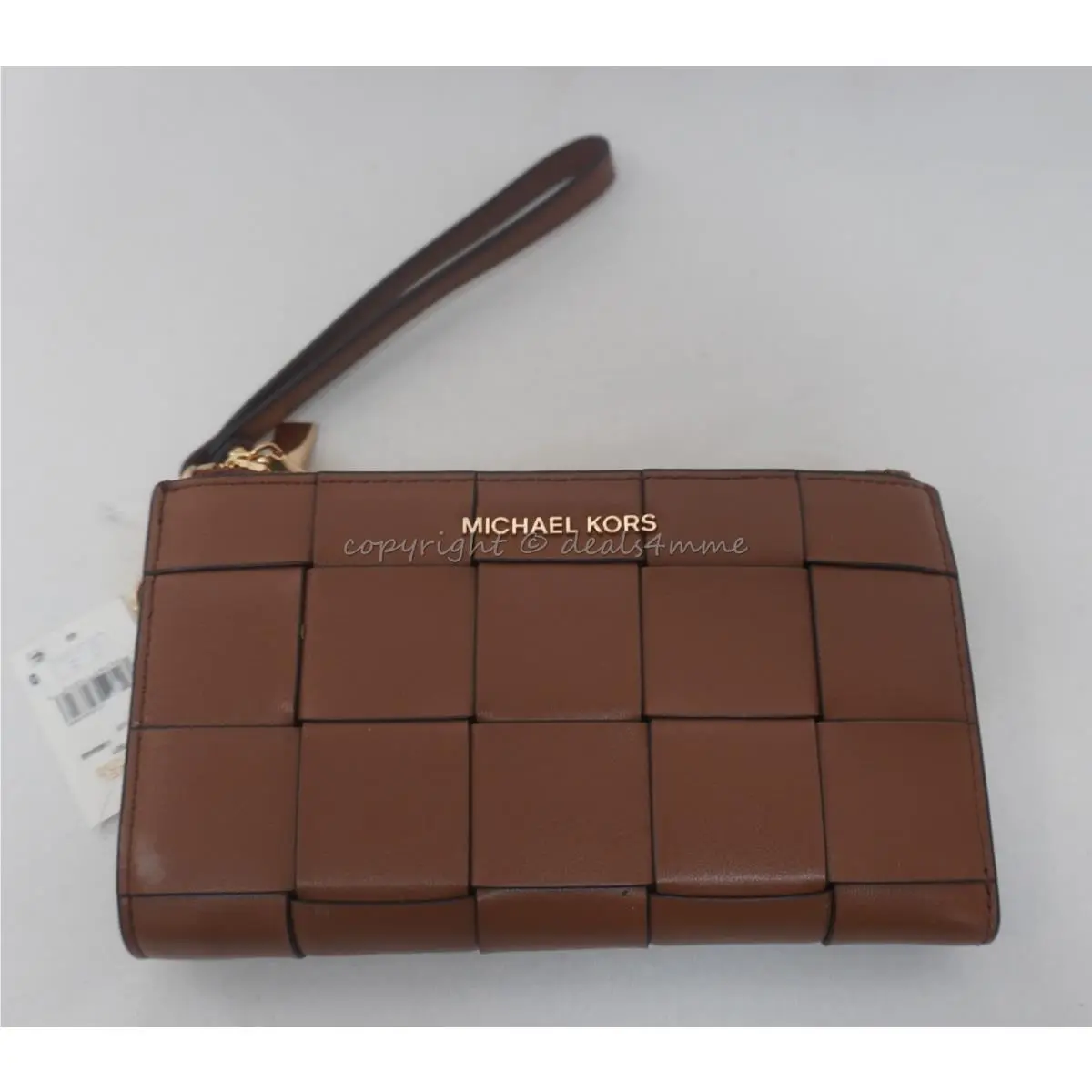 Michael Kors 32S3GJGW4L Double Zip Leather Wallet/wristlet in Luggage