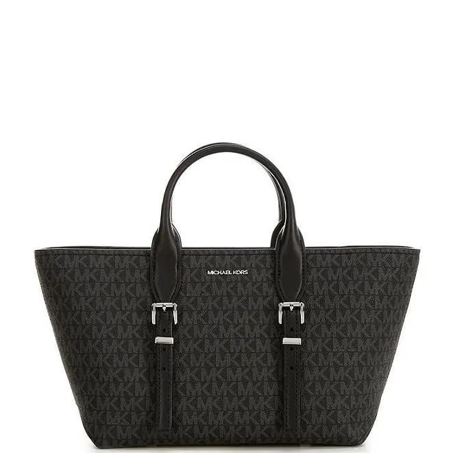 Michael Kors Moore MK Logo Buckle Detail Small Satchel Black