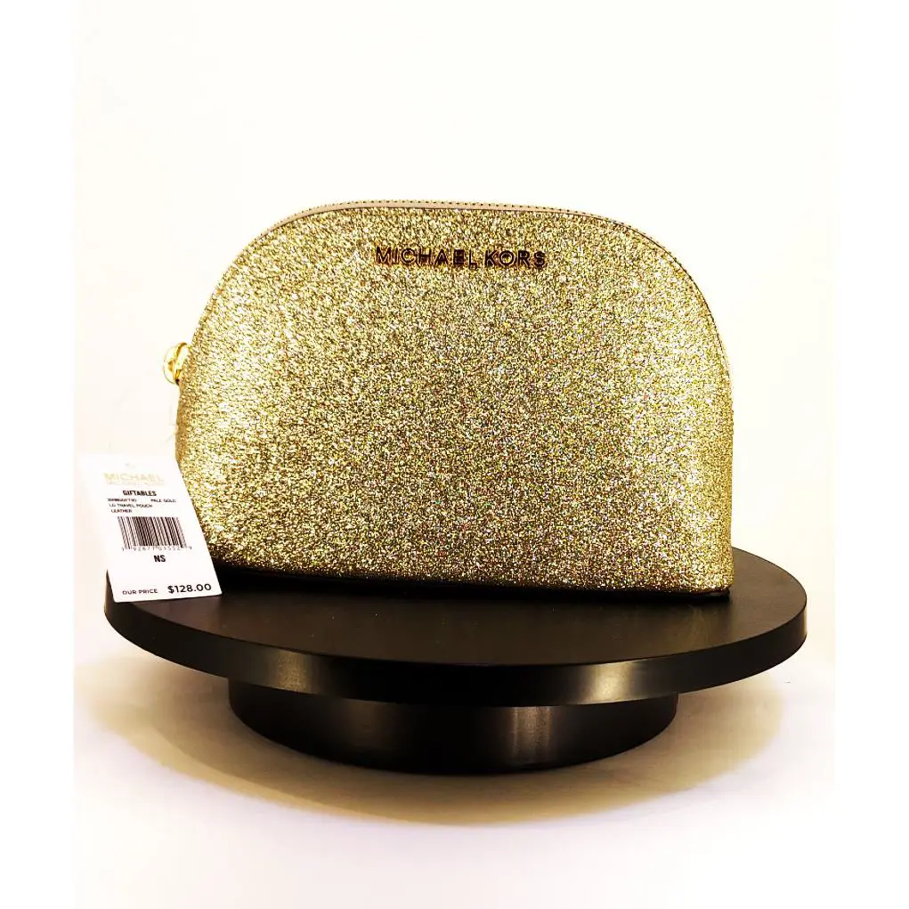 Michael Kors Yellow Gold Glitter Travel Pouch/make Up Case