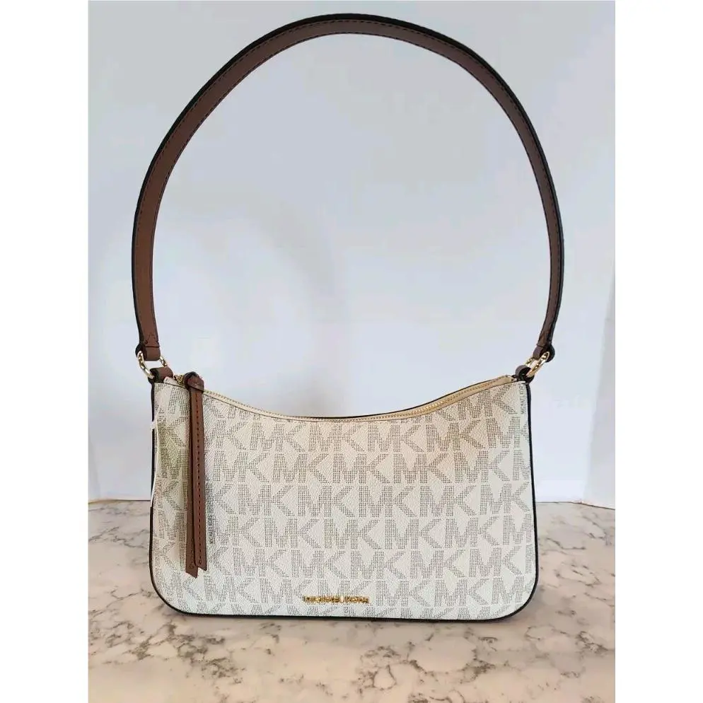 Michael Kors Laney Medium MK Logo Pouchette Shoulder/crossbody Vanilla