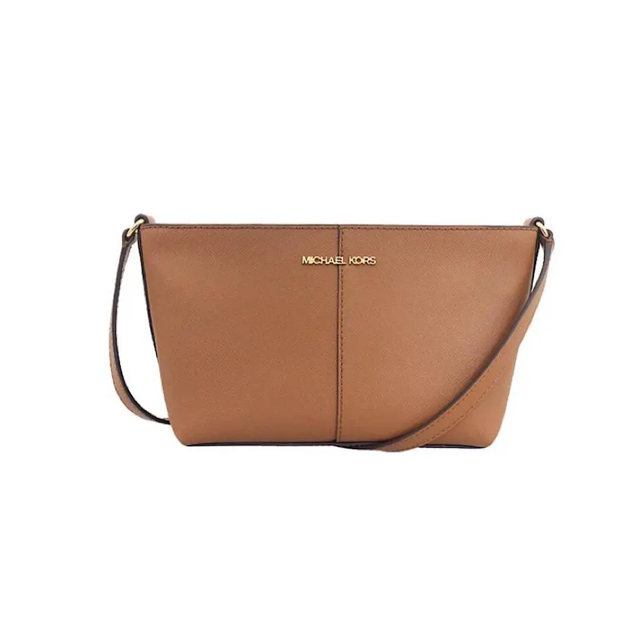Michael Kors Jet Set Travel Small Crossbody Leather Bag Purse Luggage Gold