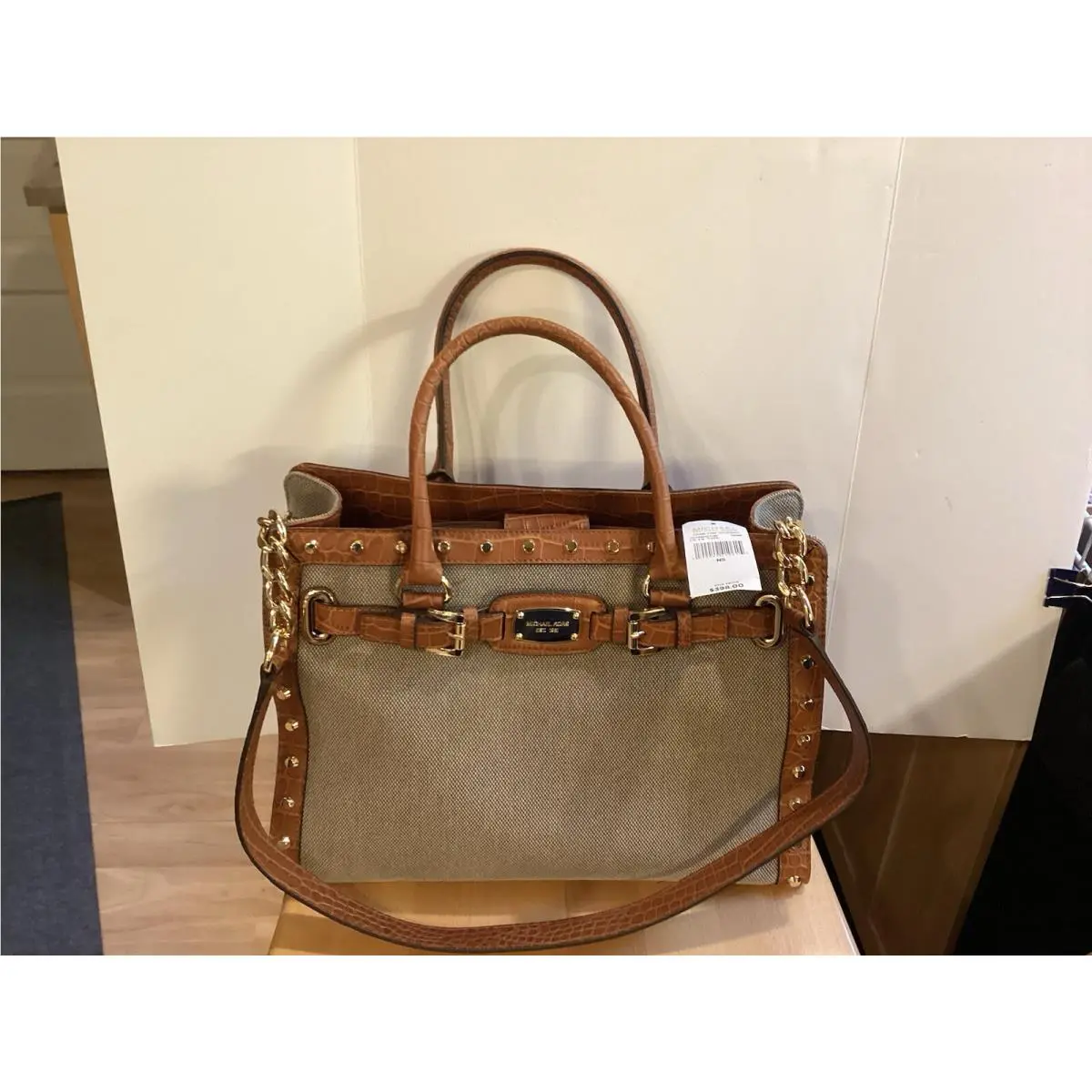 Michael Kors Hamilton Legacylg Satchel Bag Croc Embossed Hemp. W Tags Brn