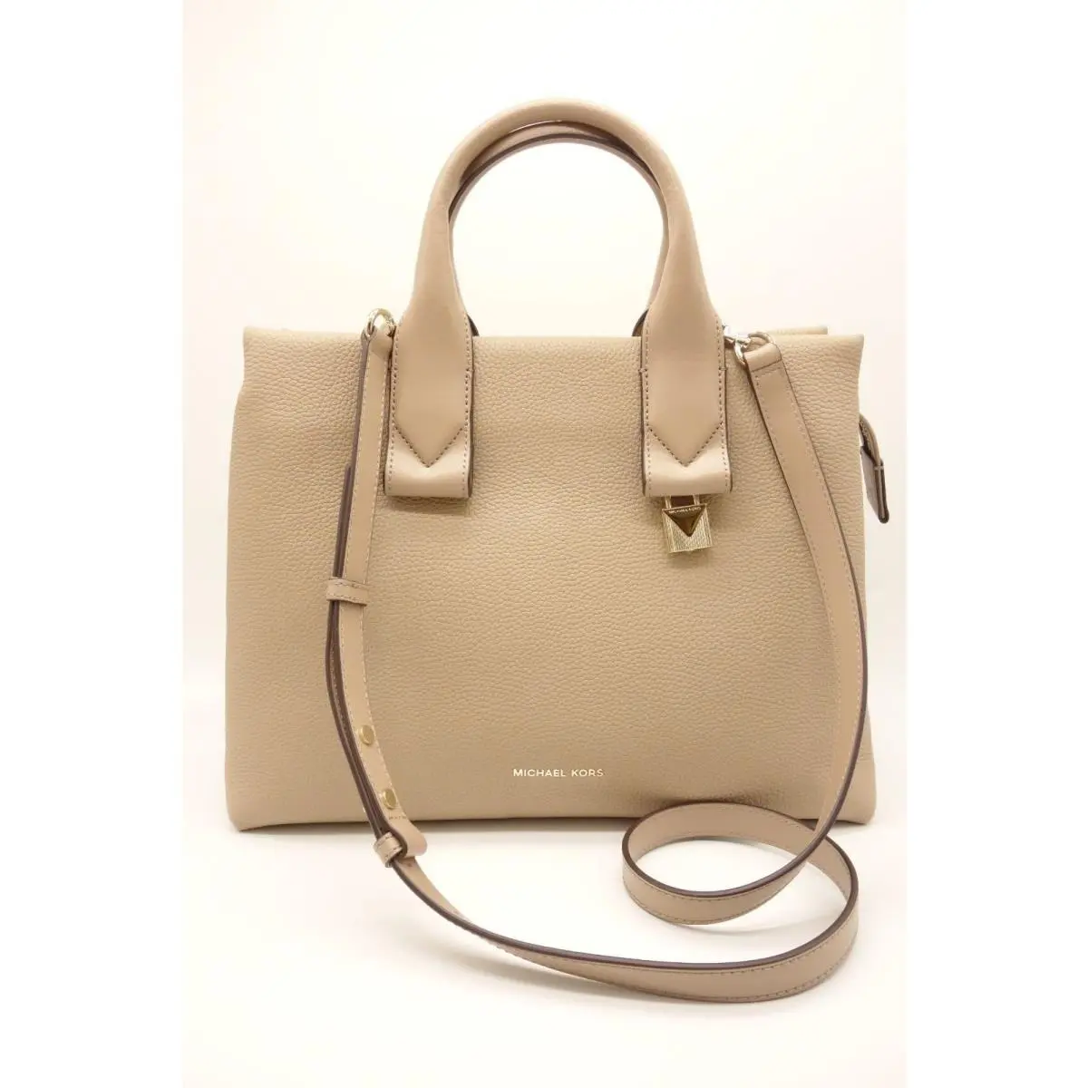 Michael Kors Rollins Satchel Taupe Leather Purse