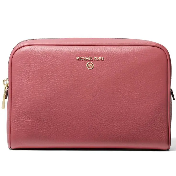 Michael Kors Jet Set Charm Zip Travel Zip Closure Pouch Leather Berry Sorbet - Exterior: light berry sorbet