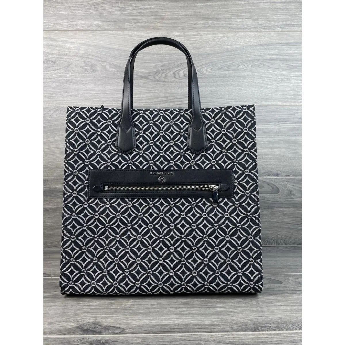 Michael Kors Kempner Logo Large North South Tote- - Black Cream