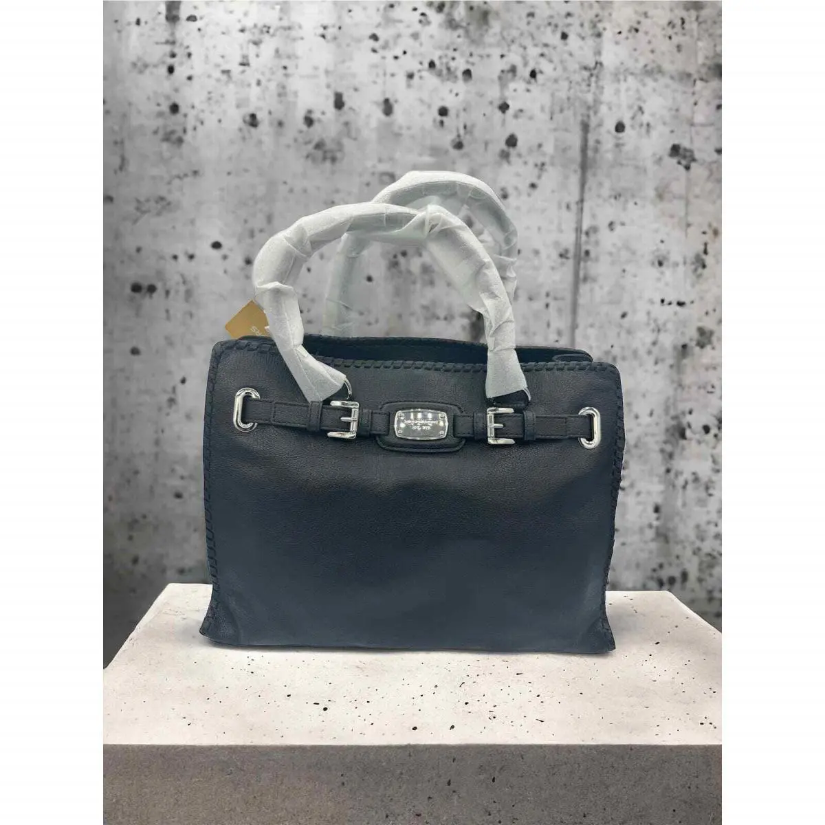 Kors “mk” Whipped Hamilton East West Tote -black Leather by Michael Kors