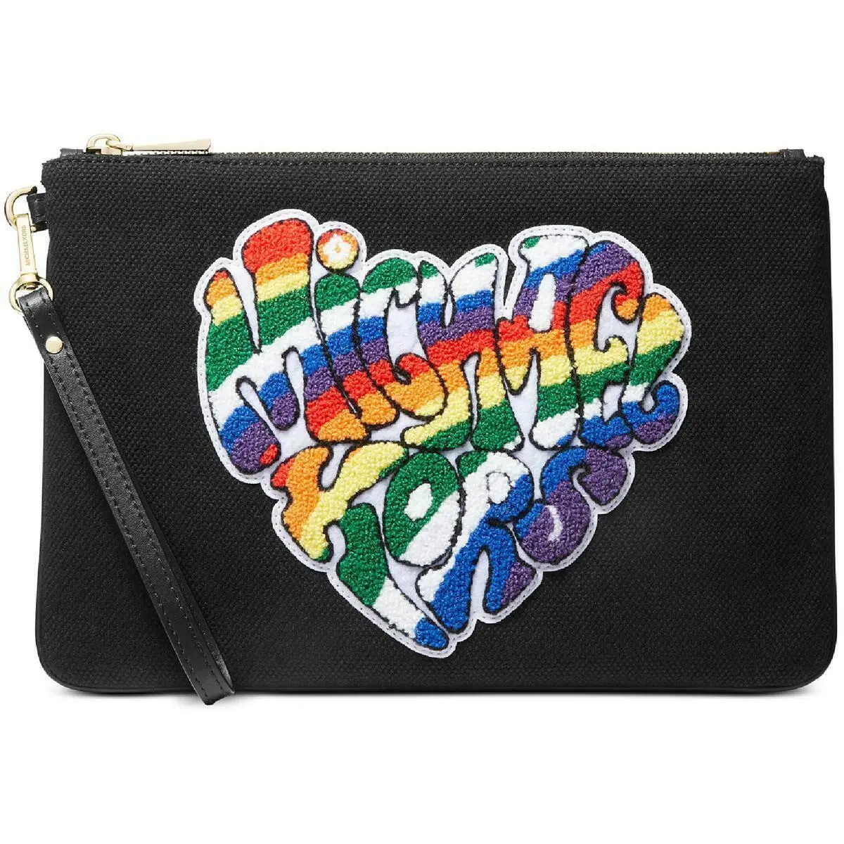 Michael Kors Womens Jet Set Black Pride Purse Organizer Pouch Medium - Exterior: Black, Handle/Strap: Black, Lining: Black