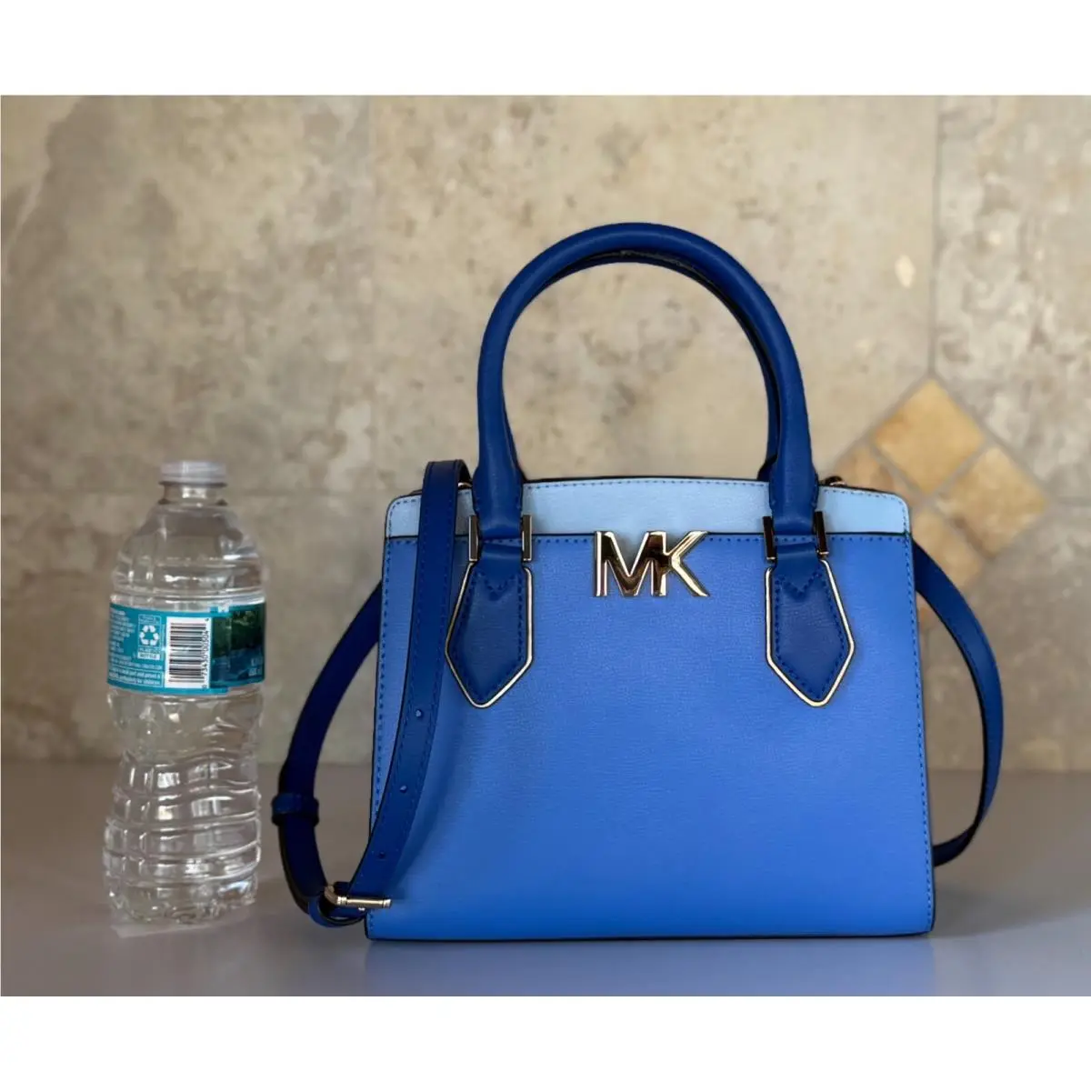 Michael Kors Mott Medium Messenger Shoulder Bag Colorblock Blue Multi