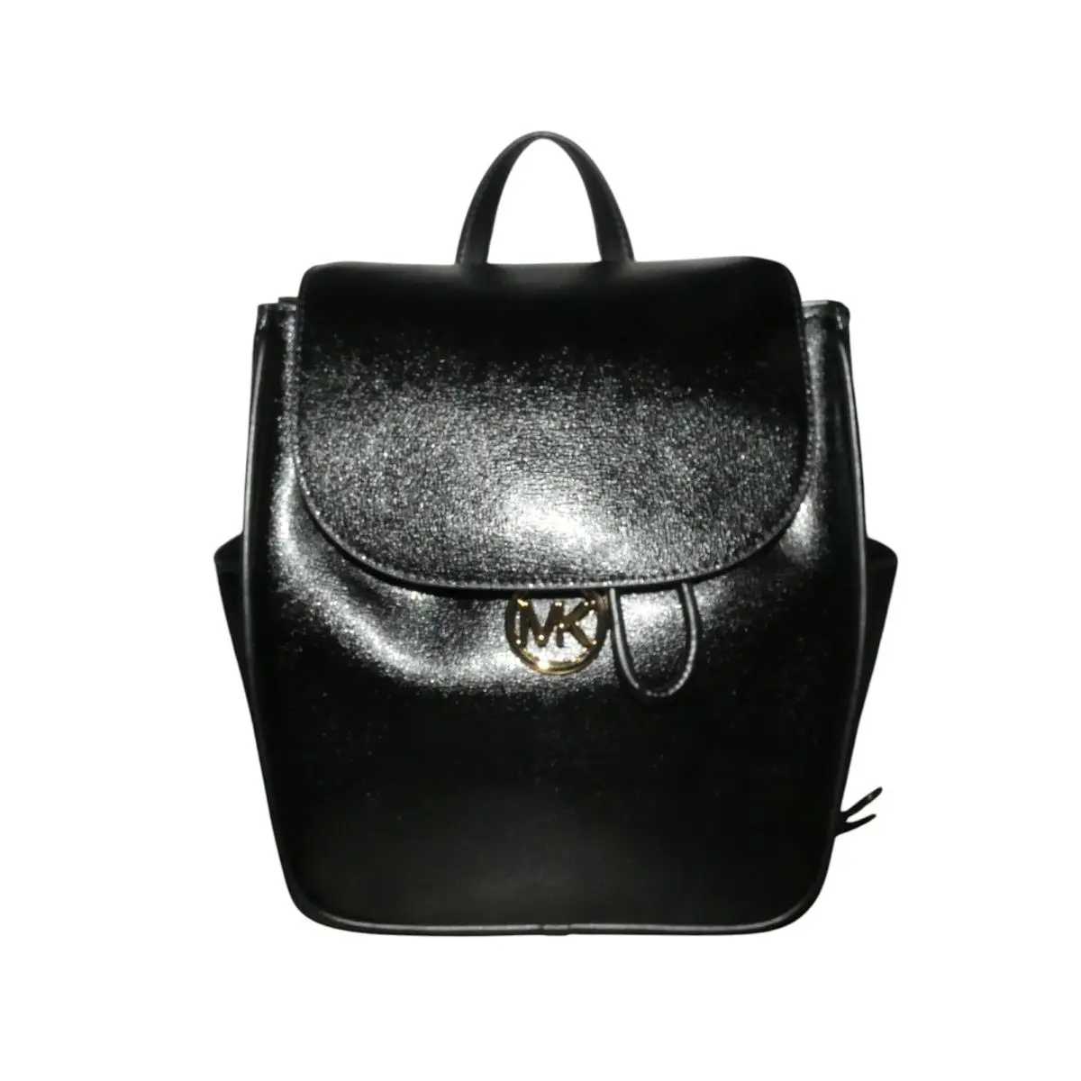 Michael Kors Black Medium Leather Backpack Bag Cheryl Gold Tone