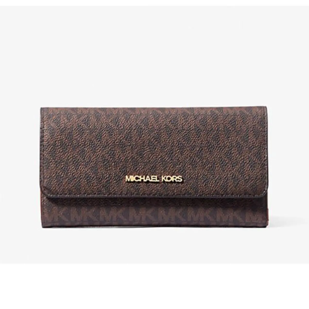 Michael Kors Womens Fashion Trifold Clutch Credit Card Holder id Wallet Brown MK