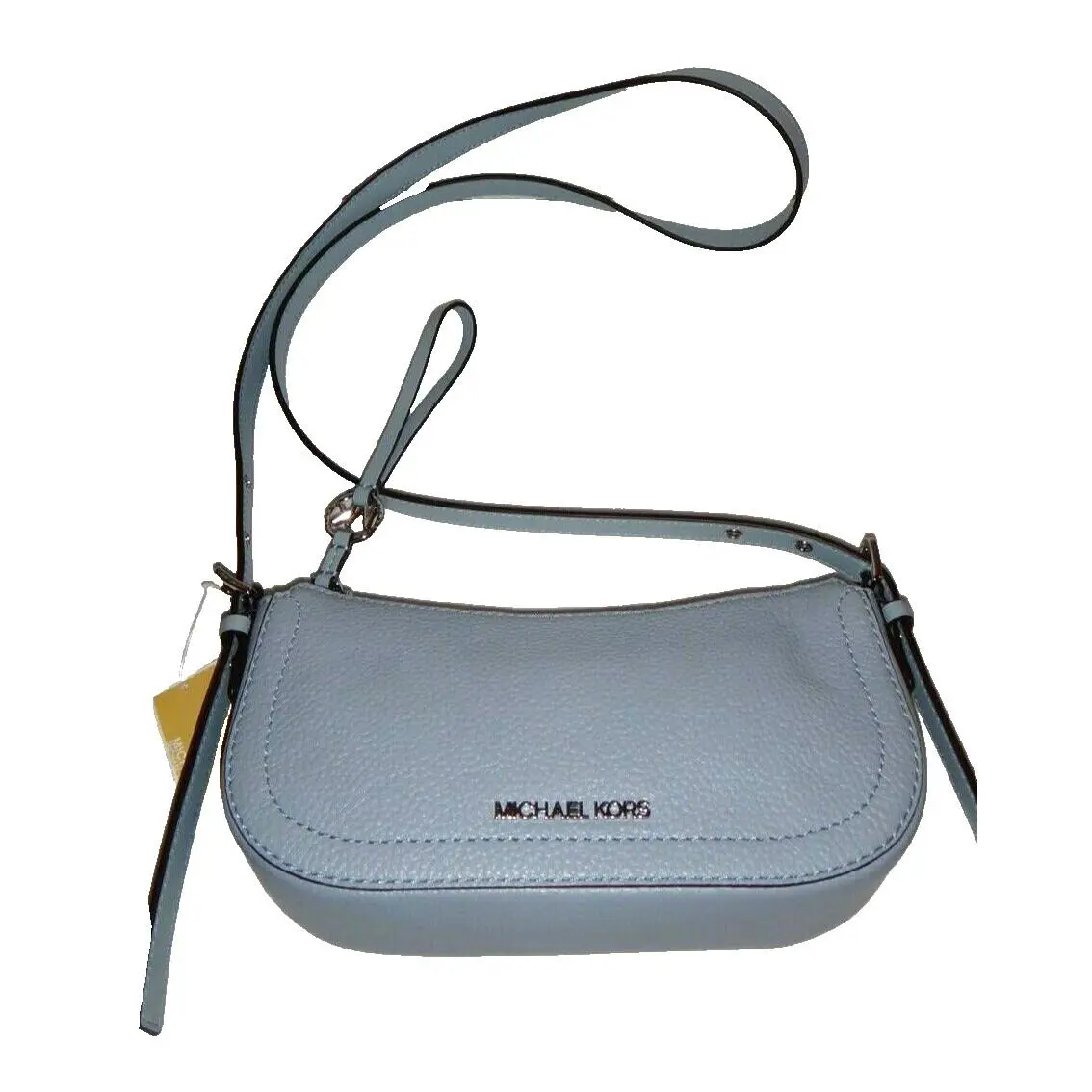 Michael Kors Camden MK Signature XS Pouchette Crossbody Zip Bag Pae Blue Leather