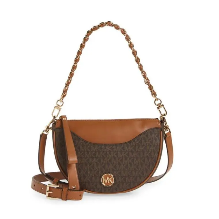Kors Signature Dover Small Half Moon Pouchette Brownacorn 3447