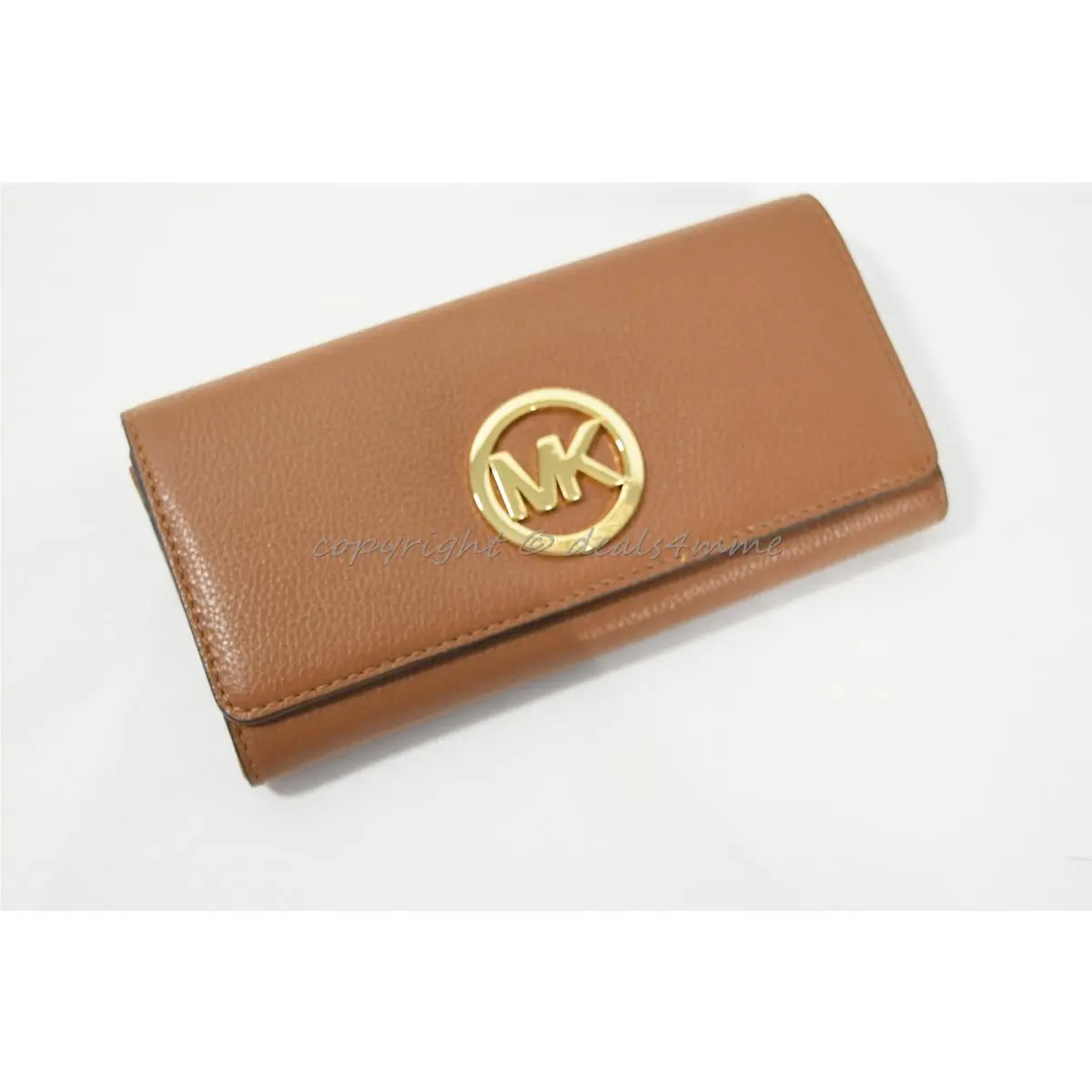 Michael Kors Fulton Carryall Wallet in Luggage Brown Pebbled/soft Leather