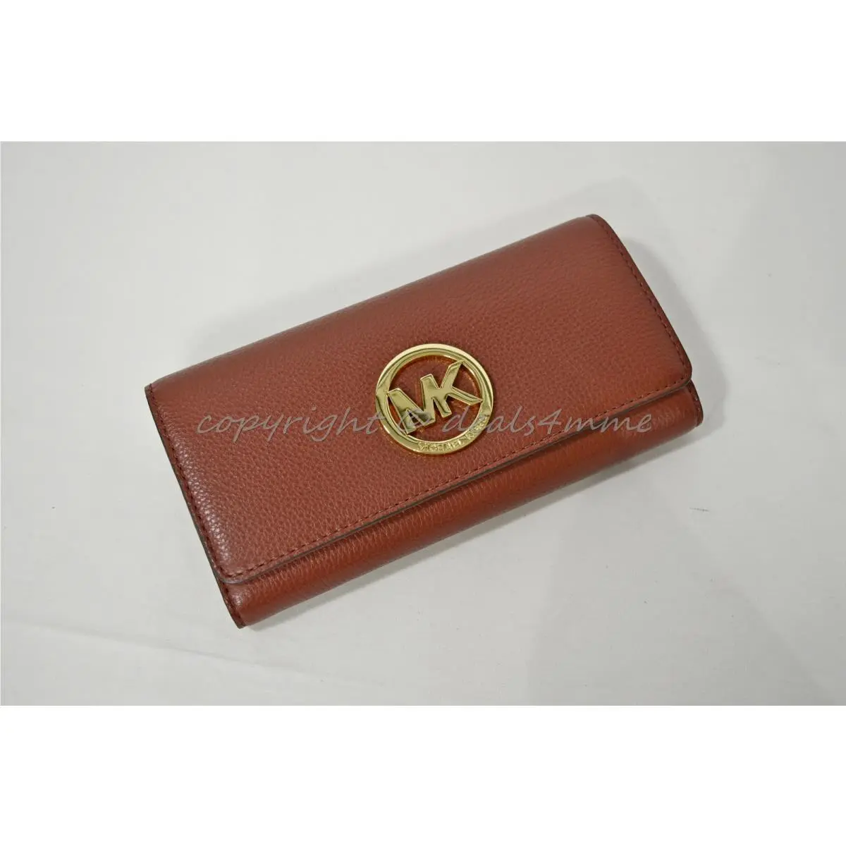 Michael Kors Fulton Carryall Wallet in Brick Red Pebbled/soft Leather