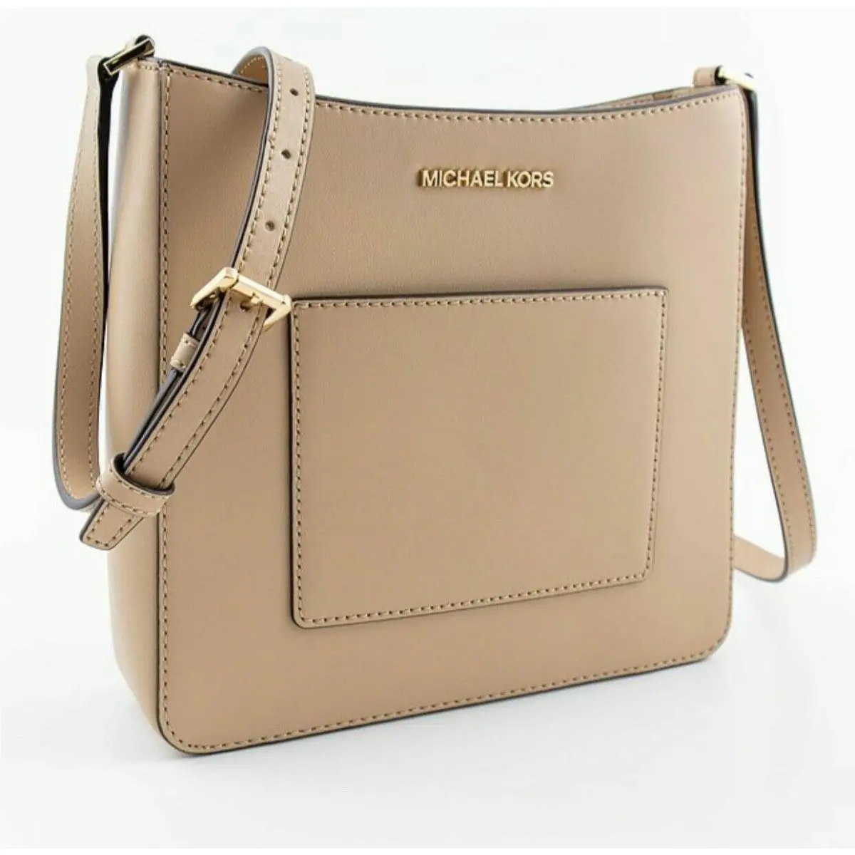 Michael Kors MK Gloria MD Pkt Swing Pack Crossbody Bag Bisque Leather 38S0CG0C8L