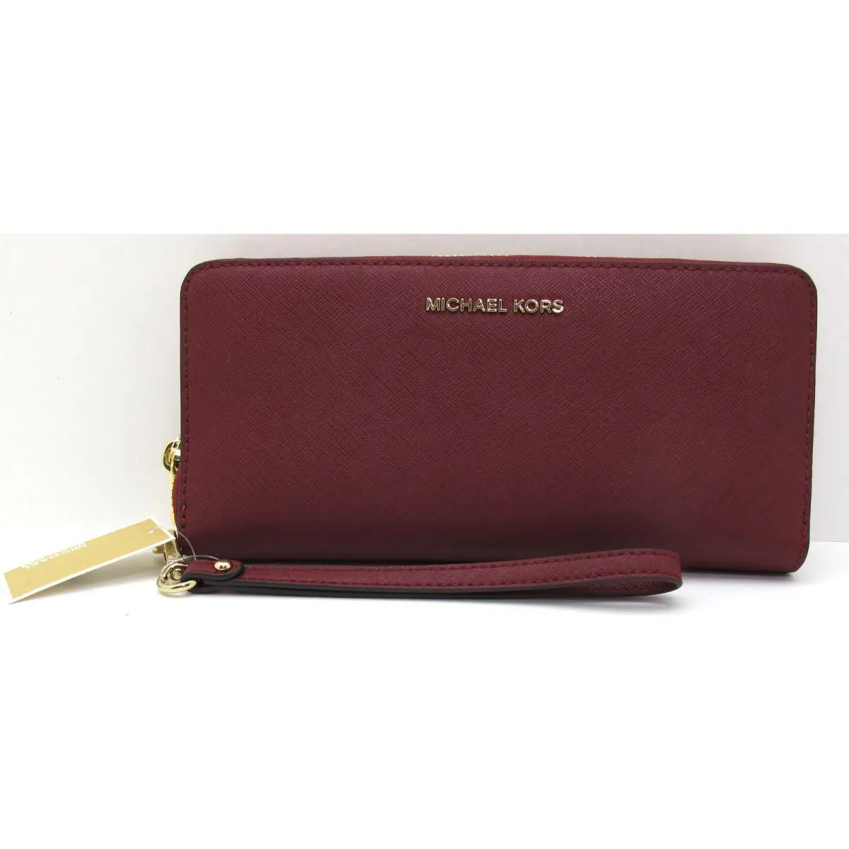 Michael Kors Jet Set Travel Continental Saffiano Leather Wallet Deep Red