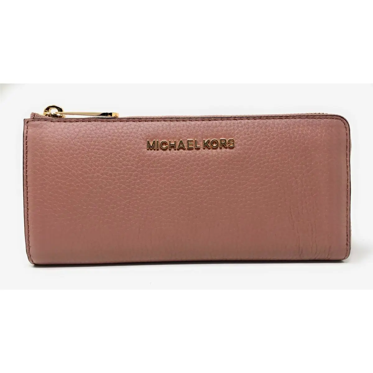 Michael Kors Jet Set Large Three Quarter Zip Leather Wallet - Dusty Rose