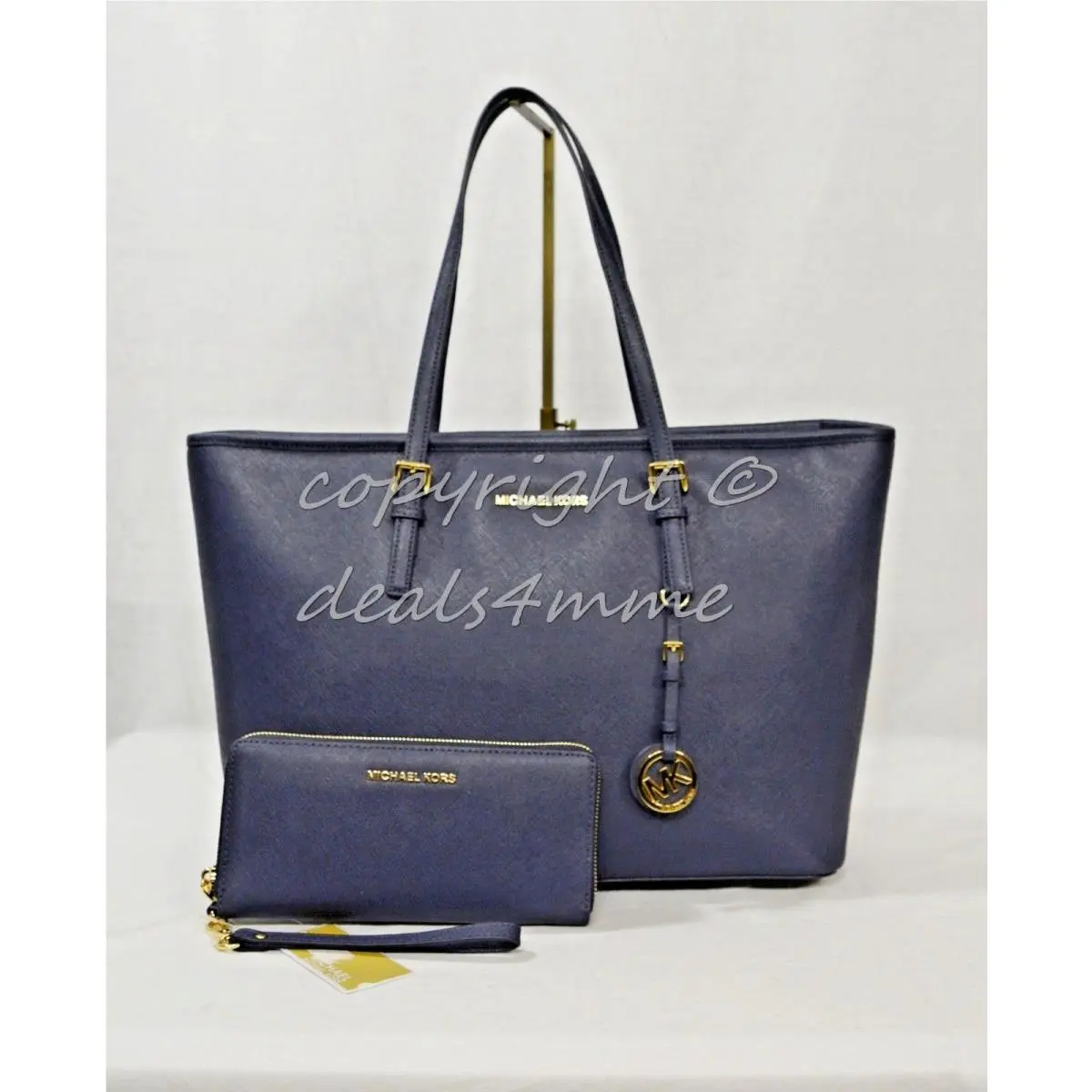 Set Michael Kors Jet Set Travel Medium Multi-function Tote + Wallet-admiral Blue