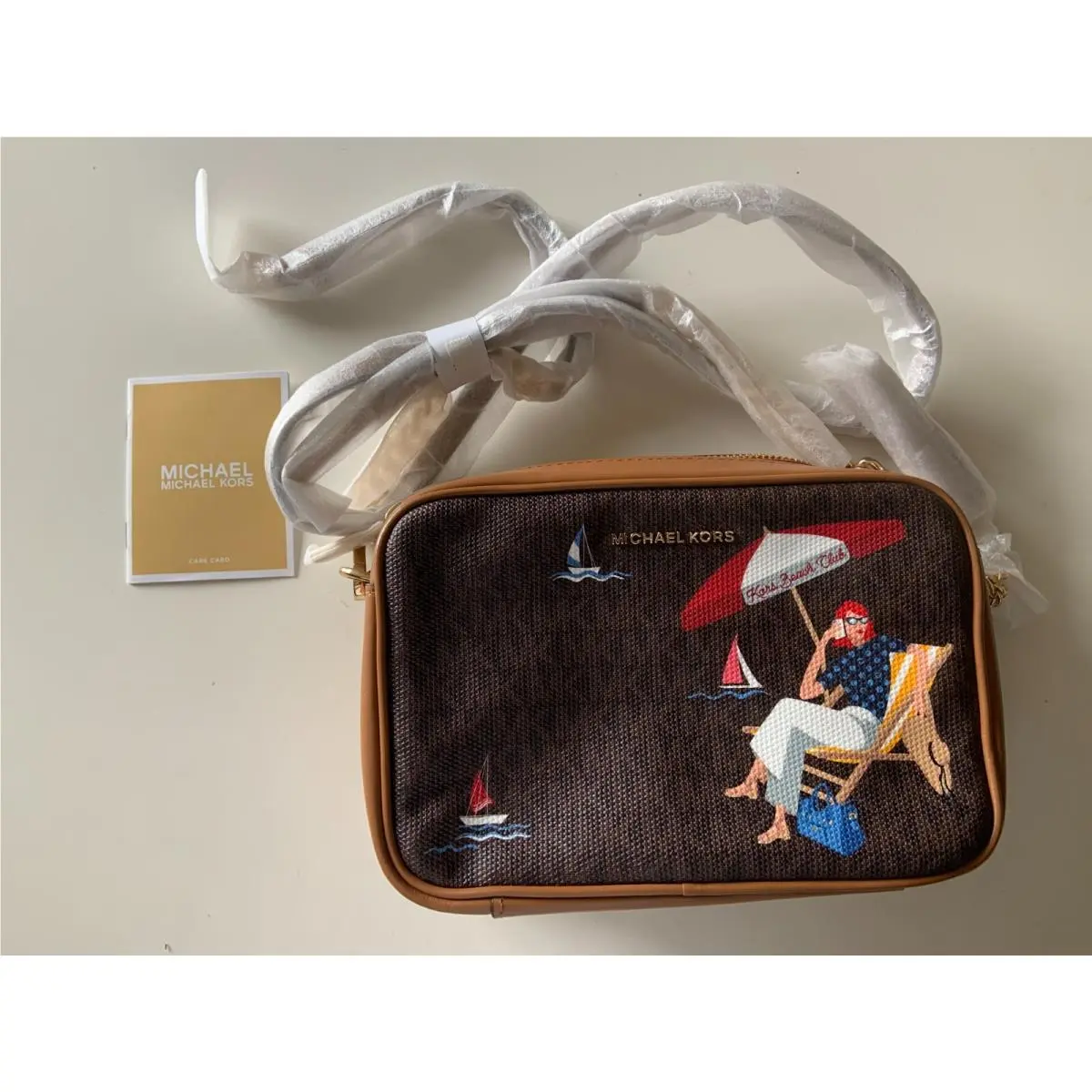 Michael Kors Jet Set 32S1GJ6M2Y MD Camera Bag Crossbody Brown Multi