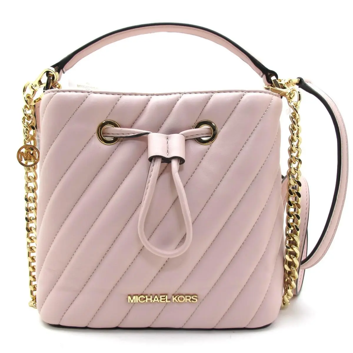 Michael Kors Suri Sm Bucket Vegan/faux Leather Crossbody Powder Blush/gold