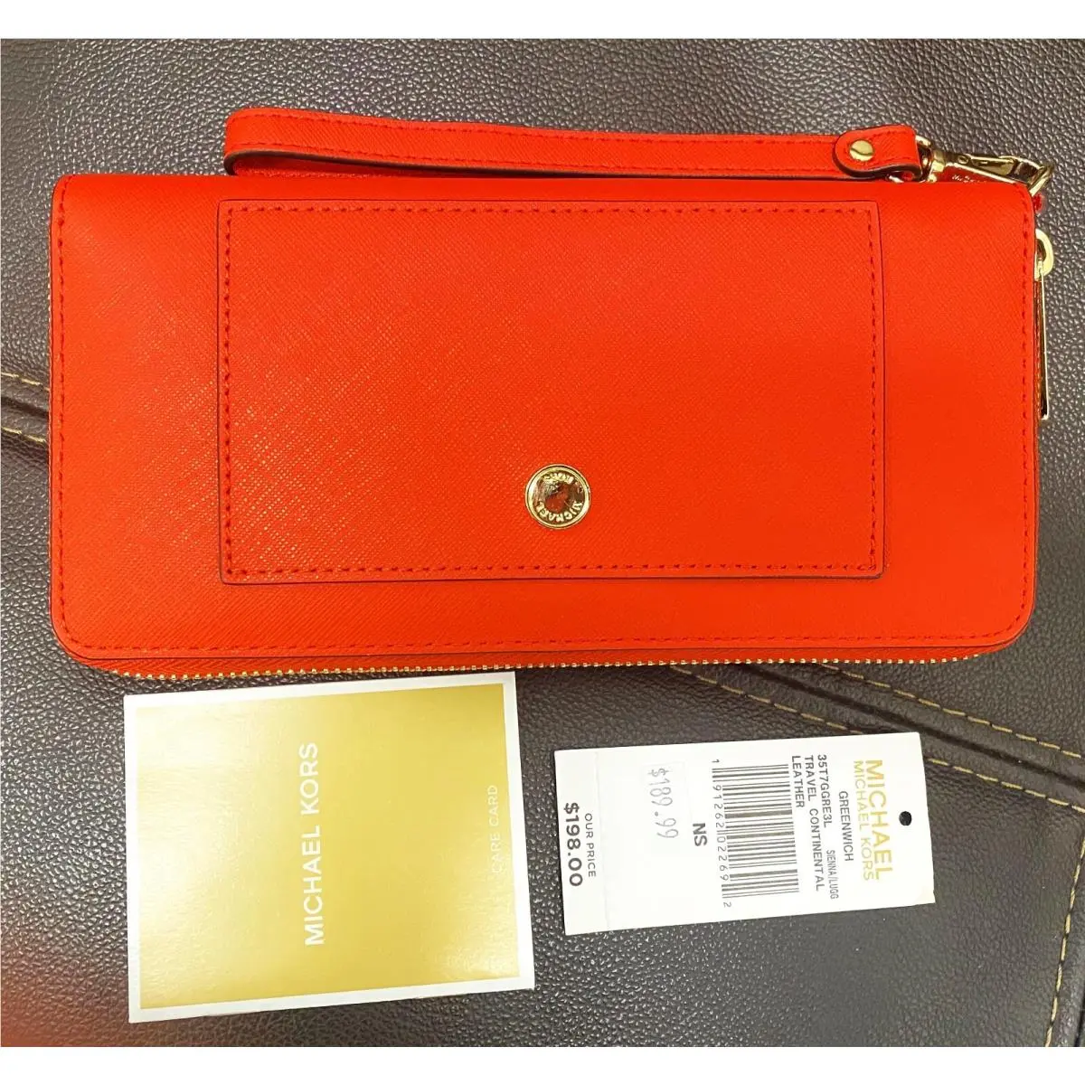 Michael Kors Greenwich Travel Zip Around Continental Wallet Sienna/luggage