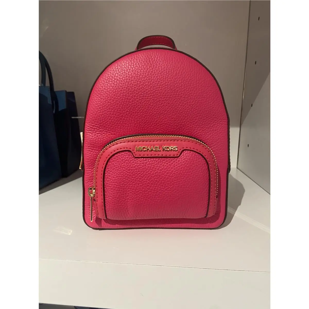 Michael Kors Jaycee XS Mini Zip Pocket Leather Backpack Electric Pink