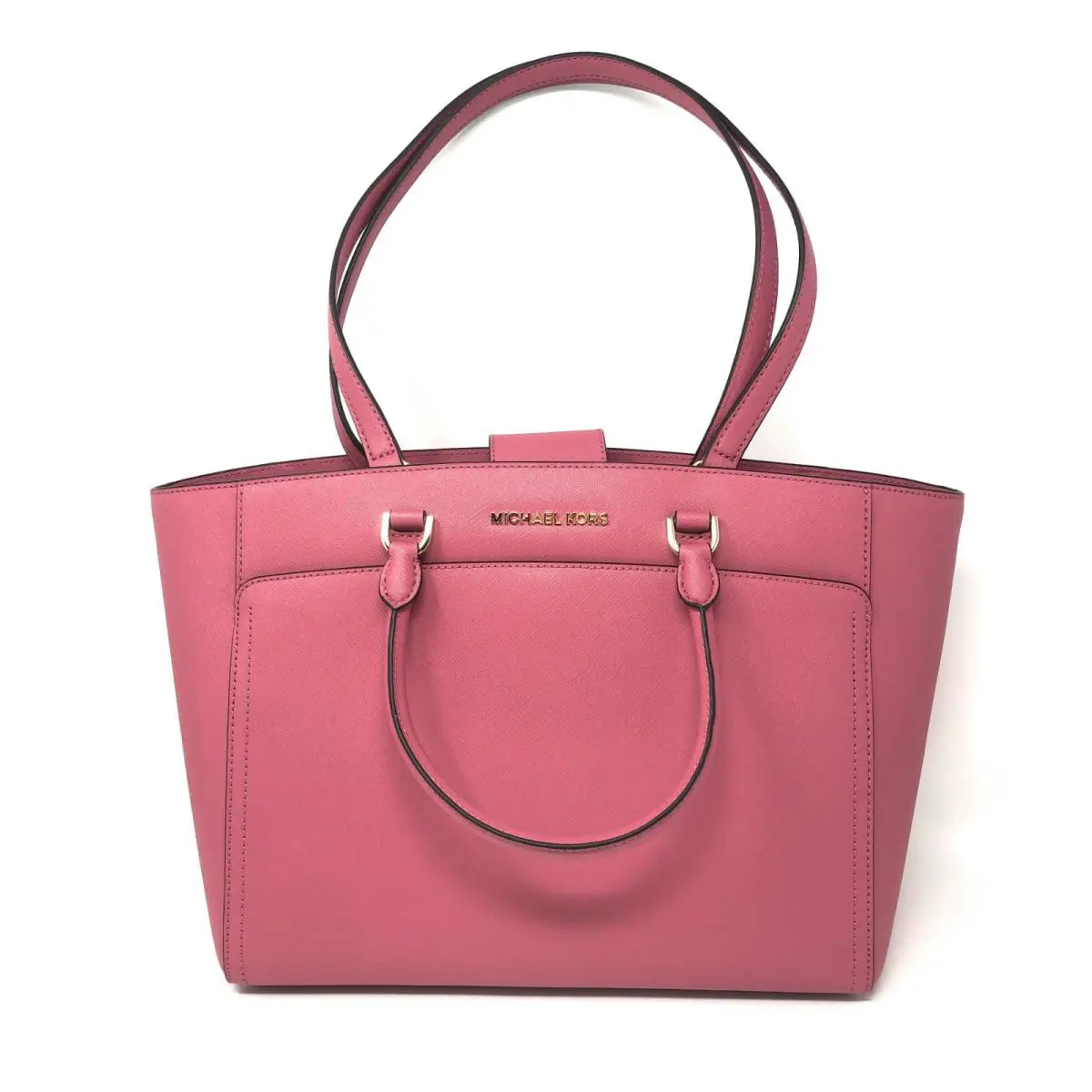 Michael Kors Emmy Large Double Handle Tote Leather Handbag in Tulip