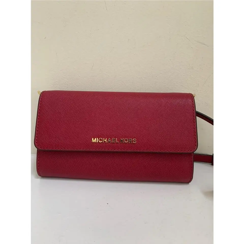 Michael Kors Jet Set Travel Large Phone Crossbody /cherry Rare