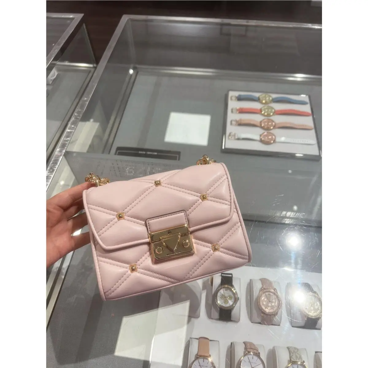 Michael Kors Serena Small Flap Vegan Crossbody Bag In Powder Blush