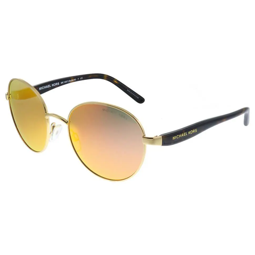 MK1007-10246Q-52 Unisex Gold Round Sunglasses Orange by Michael Kors