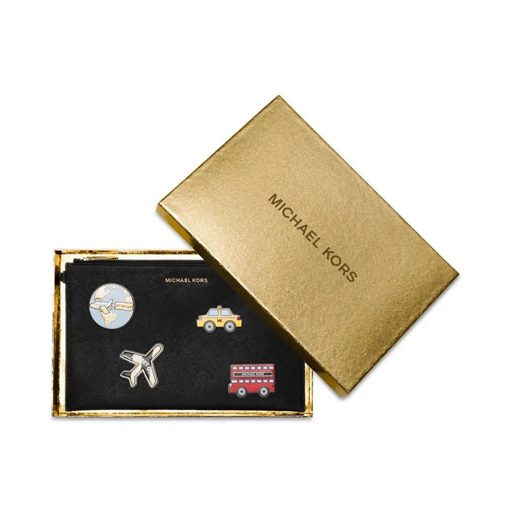Michael Kors Jet Set Travel Extra-large Embellished Leather Clutch Set Black