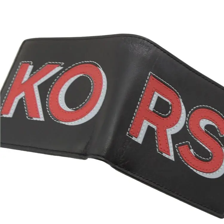 Michael Kors Cooper Billfold Black Leather Red Logo 36H9LCOF1L FS