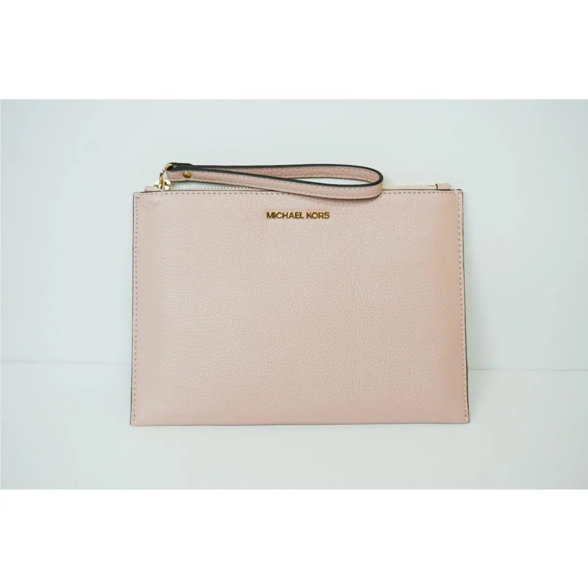 Michael Kors Jet Set Travel XL Clutch Wristlet Pebbled Leather Pink Blossom