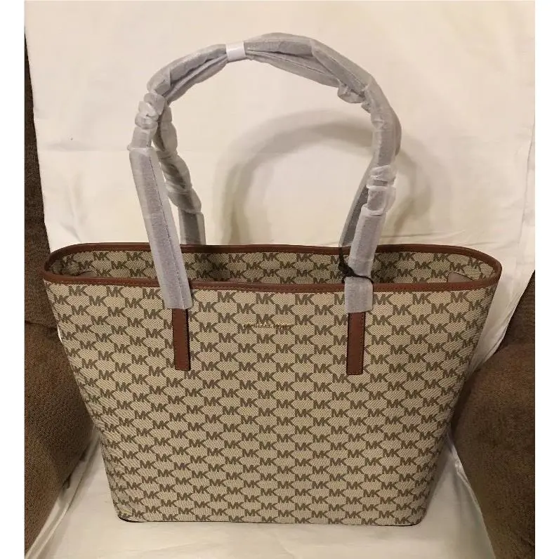 Michael Kors Studio Emry Large Logo Tote Bag Purse Natural/luggage