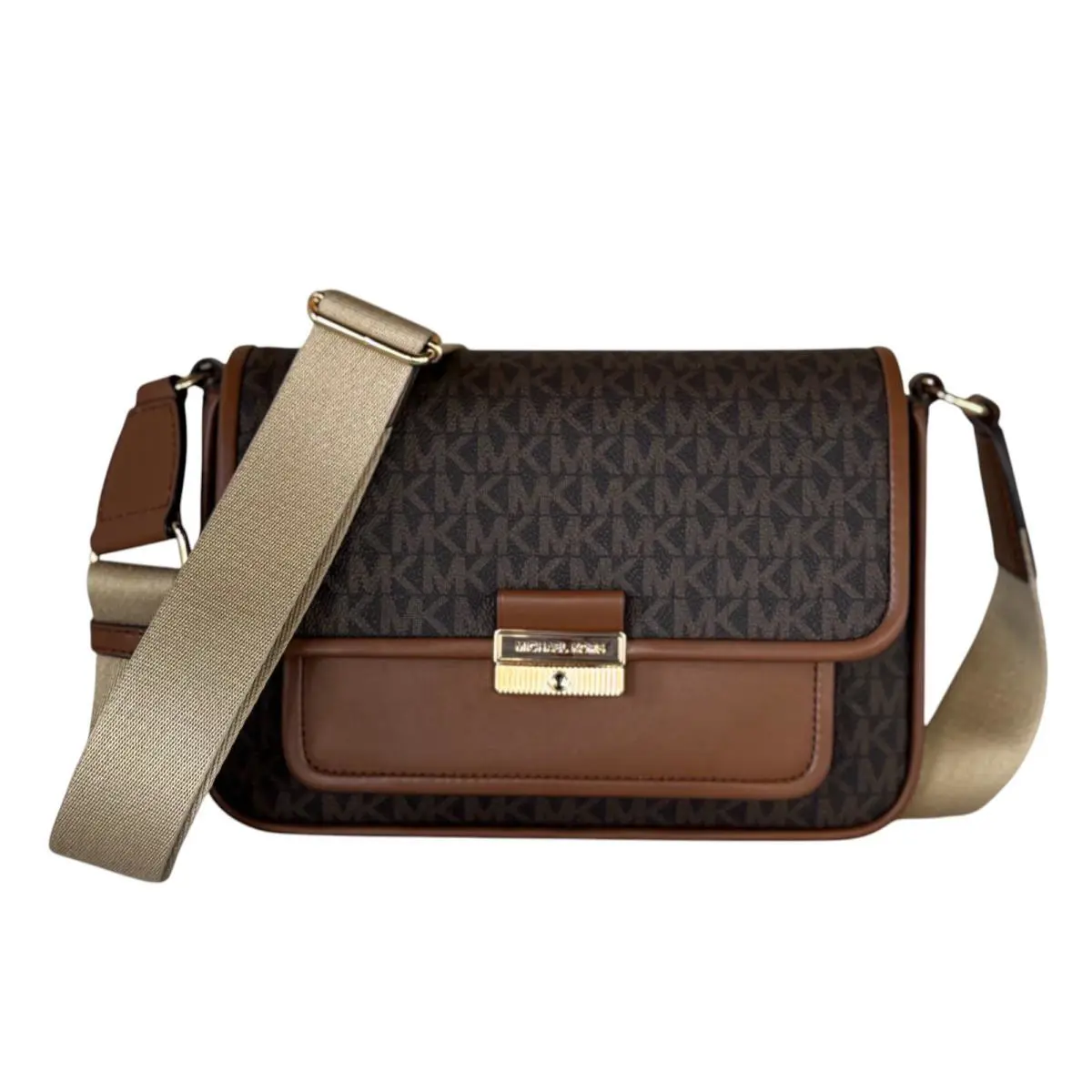 Michael Kors Bradshaw Medium Flap Pocket Messenger Bag MK Brown